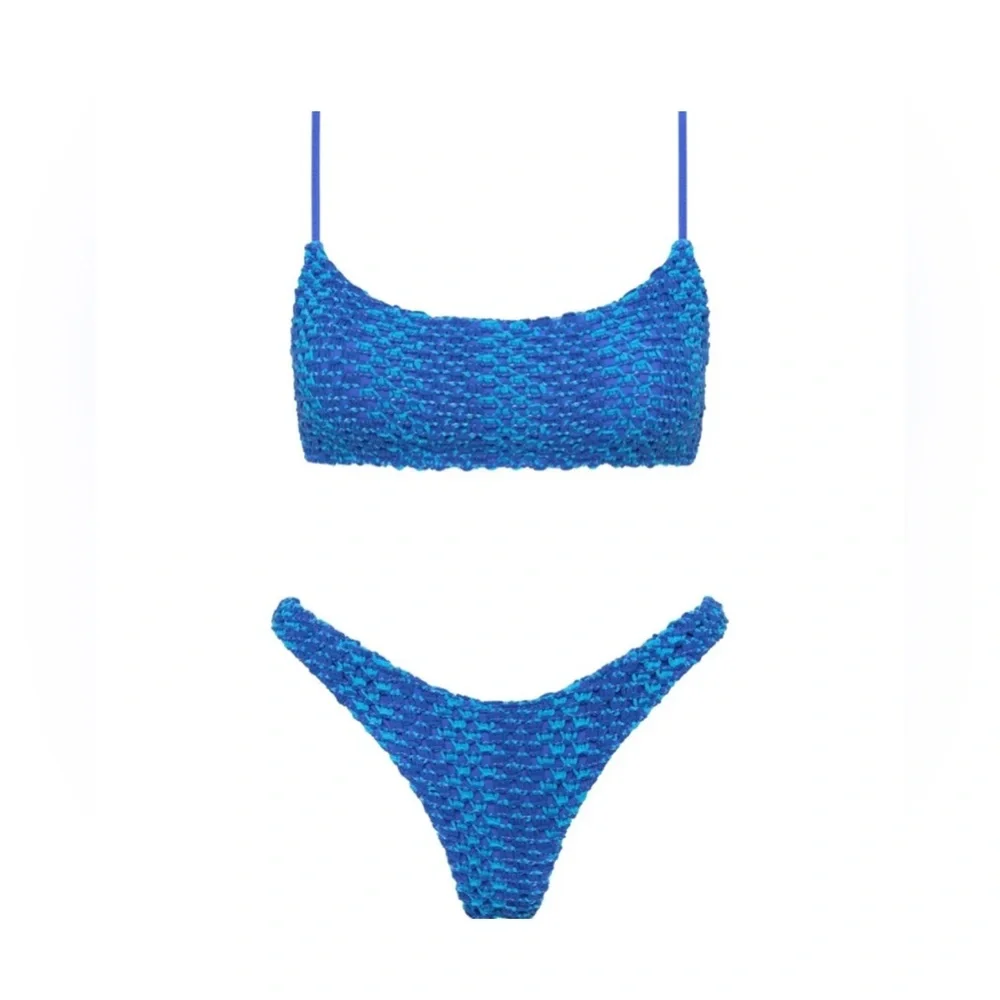 triangl swimwear Blue Cropped Bikini Top & High-Cut Bottom Set